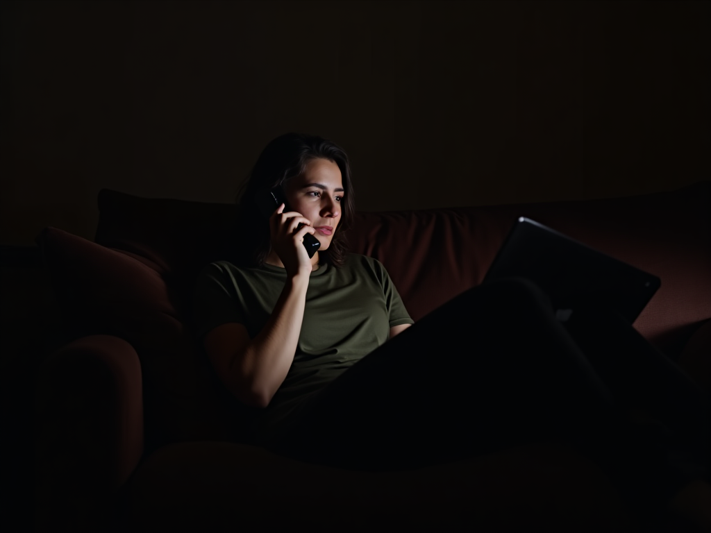 Persona haciendo una llamada usando WiFi en casa